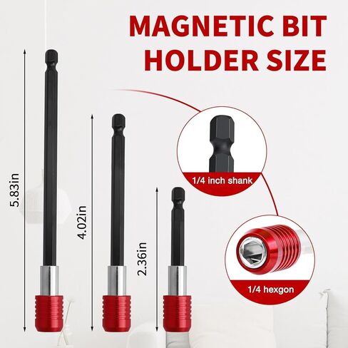 Drill Bit Extension 2/4/6’’,Magnetic Bit Holder 3 Pcs,Drill Extension Bit Holder 1/4’’ Hex,Bit Holder for Impact Driver CR-V Steel Quick Release for Screwdriver Bit Nut Drill Socket in Kuwait