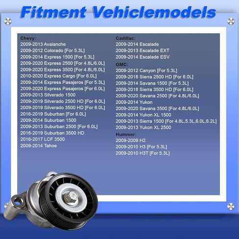 39083 Belt Tensioner Compatible with Chevy Silverado 1500 09-13, Compatible with GMC Sierra 1500 2500 10-13, Compatible with Cadillac Escalade 09-14, V8 4.8L 5.3L 6.0L 6.2L in Kuwait