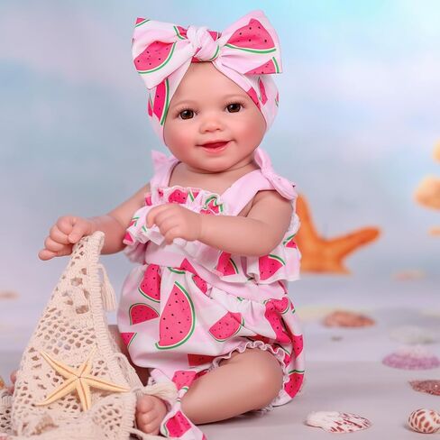 BABESIDE Reborn Baby Dolls Sunny - 17Inch Cute Soft Vinyl Realistic Baby Doll Girl Poseable Smiling Real Life Baby Dolls with Complete Accessories for 3+ Years Old Gifts in Kuwait