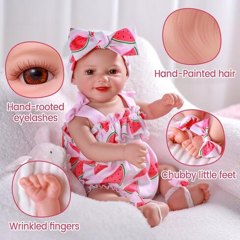 BABESIDE Reborn Baby Dolls Sunny - 17Inch Cute Soft Vinyl Realistic Baby Doll Girl Poseable Smiling Real Life Baby Dolls with Complete Accessories for 3+ Years Old Gifts in Kuwait
