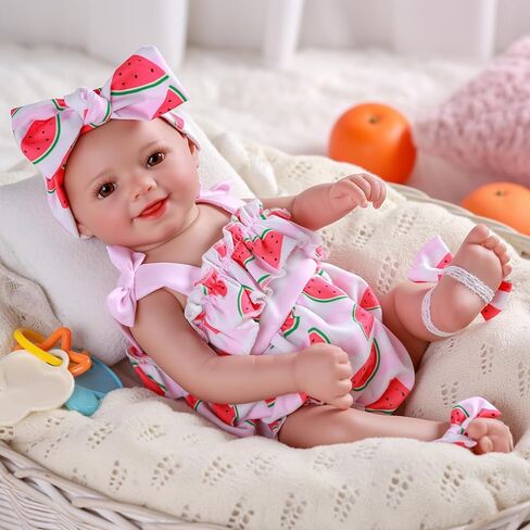BABESIDE Reborn Baby Dolls Sunny - 17Inch Cute Soft Vinyl Realistic Baby Doll Girl Poseable Smiling Real Life Baby Dolls with Complete Accessories for 3+ Years Old Gifts in Kuwait
