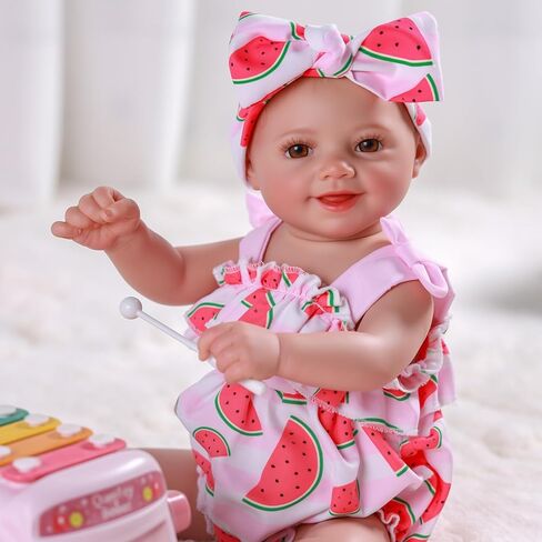 BABESIDE Reborn Baby Dolls Sunny - 17Inch Cute Soft Vinyl Realistic Baby Doll Girl Poseable Smiling Real Life Baby Dolls with Complete Accessories for 3+ Years Old Gifts in Kuwait