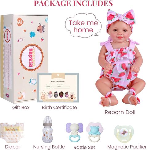 BABESIDE Reborn Baby Dolls Sunny - 17Inch Cute Soft Vinyl Realistic Baby Doll Girl Poseable Smiling Real Life Baby Dolls with Complete Accessories for 3+ Years Old Gifts in Kuwait