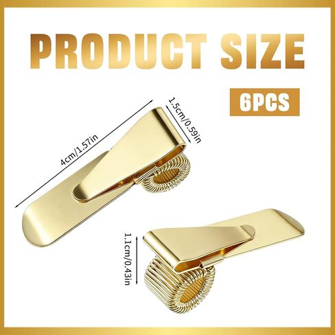 6 Pcs Pen Holders for Clipboard Metal Pen Clip Holder Gold Silver Pens Loop Holder Adjustable Pens Organizer with Single Spring Loop for Notebook and Home Office Pocket in Saudi Arabia