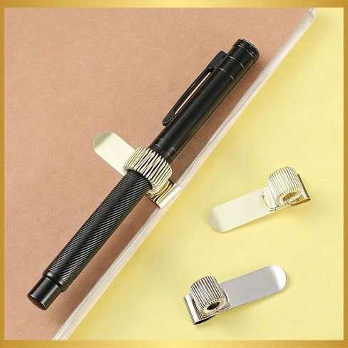 6 Pcs Pen Holders for Clipboard Metal Pen Clip Holder Gold Silver Pens Loop Holder Adjustable Pens Organizer with Single Spring Loop for Notebook and Home Office Pocket in Saudi Arabia