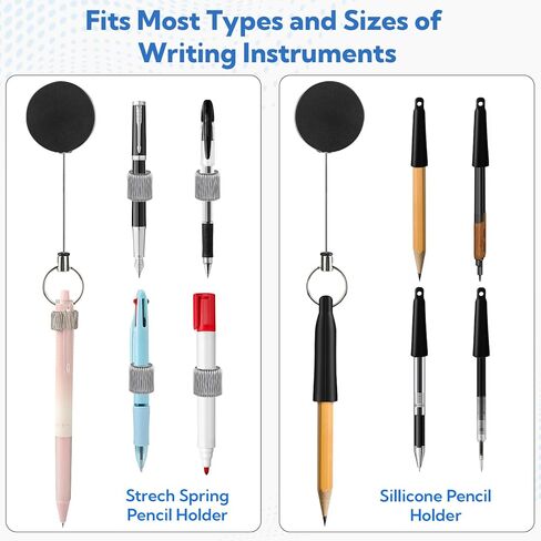 VZZNN 10 Pack Retractable Pen Holder, 35 Inch Steel Wire Heavy Duty Pencil Holder with Silicone & Metal Clip, Retractable Pull Pen Reel for Carpenters, Nurses, Construction Workers, Waitstaff in Kuwait