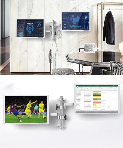 Dual Monitor Wall Mount,Aluminum Alloy Arm Stand,Height/Angle Adjustable,Each Holds Up to 8kg,with 75x75/100x100 Mounting Holes, in Saudi Arabia