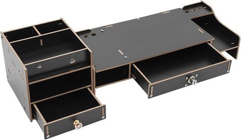 Desktop Monitor Stand, Monitor Riser with Storage Organizer, Computer Monitor Booster Stand for Desk, Ergonomic Screen Riser with Underneath Storage Space for Laptop PC Printer Home Office,Black in Saudi Arabia