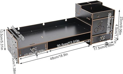 Desktop Monitor Stand, Monitor Riser with Storage Organizer, Computer Screen Stand for Desk, Laptop Stand Riser with Drawer, Office Desk Shelf, Black in Saudi Arabia