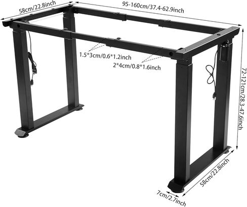 4-Leg Standing Desk Frame, Electric Height Adjustable Desk Frame, Dual Motor Desk Rack for Home Office, Stand up Desk Computer Workstation, Black in Saudi Arabia