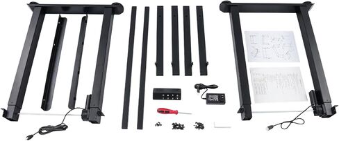 4-Leg Standing Desk Frame, Electric Height Adjustable Desk Frame, Dual Motor Desk Rack for Home Office, Stand up Desk Computer Workstation, Black in Saudi Arabia