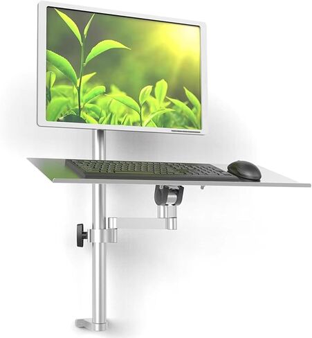 Sit Stand Monitor Desk Mount, Full-Motion Articulating Arm, Height Adjustable, w/Keyboard Tray,Adjustable Workstation Arm,10KG,Fits 17-27" Screens in Saudi Arabia