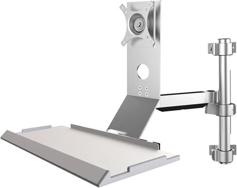 Sit Stand Monitor Desk Mount, Wall Mount Workstation with 24" Keyboard Tray,w/Cable Management, Load Capacity 8KG, Fits 17-27" Screens in Saudi Arabia