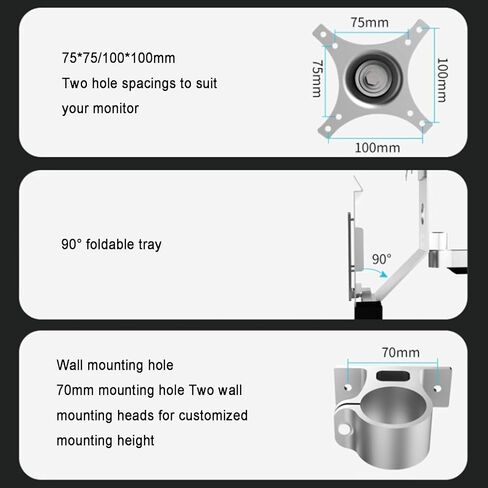 Sit Stand Monitor Desk Mount, Wall Mount Workstation with 24" Keyboard Tray,w/Cable Management, Load Capacity 8KG, Fits 17-27" Screens in Saudi Arabia