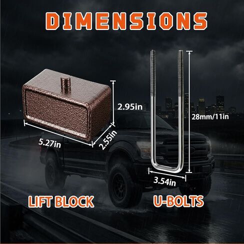 Heavy-Duty Fully Enclosed 3'' Rear Leveling Lift Block Kits for 2007-2024 Silverado 1500 Sierra 1500 2WD/4WD with Extra Long Square Leaf Spring Axle U Bolts in Saudi Arabia