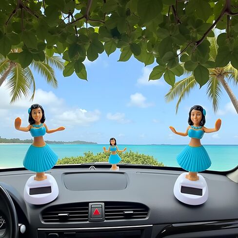 Blue Solar Powered Dancing Hula Girl Dashboard Decorations Swinging Bobbleheads Ornament Collection Figurines for Auto Interior Home Decor Solar Power Kits in Kuwait