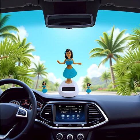 Blue Solar Powered Dancing Hula Girl Dashboard Decorations Swinging Bobbleheads Ornament Collection Figurines for Auto Interior Home Decor Solar Power Kits in Kuwait