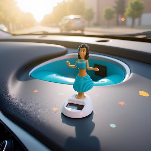 Blue Solar Powered Dancing Hula Girl Dashboard Decorations Swinging Bobbleheads Ornament Collection Figurines for Auto Interior Home Decor Solar Power Kits in Kuwait