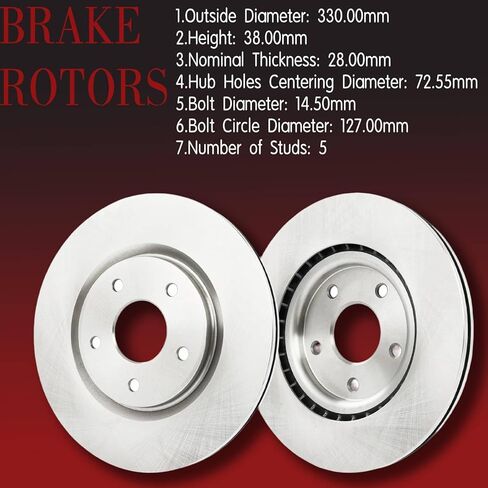 استبدال دوار الفرامل الخلفية الأمامية ومنصات السيراميك لسيارة Dodge Journey Grand Caravan 2012-2020 المتوافقة مع Chrysler Town & Country Volkswagen Routan RAM C/V 2012 2013 2014 2015 2016 in Kuwait
