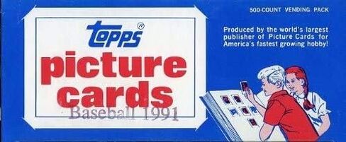 1991 Topps Baseball Cards Unopened Vending Box of 500 Cards! Look for Rookies including Future Hall of Famer Chipper Jones and Hall of Famers and Superstars including Cal Ripken, Nolan Ryan, Mark McGwire, Barry Bonds and Many More in Kuwait