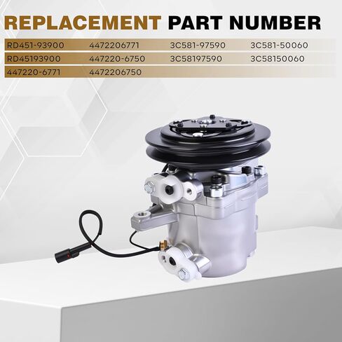 RD451-93900 AC Compressor Compatible with Kubota Tractor M5040 M6040 M7040 M8540 M9540 M9960 Wheel Loaders R530 R630 Excavator KX040-4 KX057-4 KX080-3T KX080-4 Replace 3C581-97590 3C581-50060 in Saudi Arabia