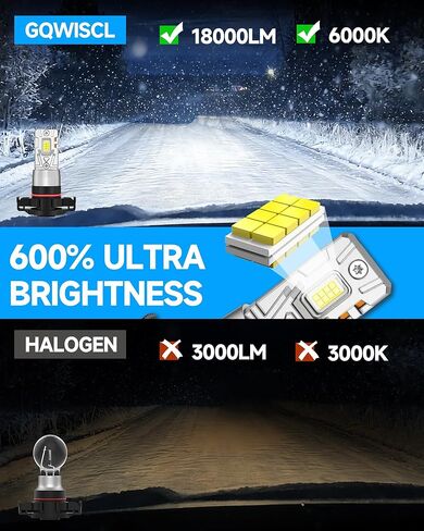 Fit for 2007-2015 Chevy Silverado 1500 2007-2019 Silverado 2500 3500 HD Fog Light Bulb, 18000 Lumens 6000K White Fog Lights, 600% Upgraded Brightness, 60000+ Hours Lifespan, Pack of 2 in Kuwait