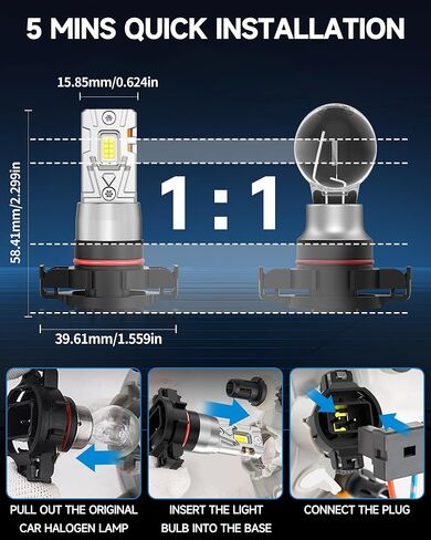 Fit for 2007-2015 Chevy Silverado 1500 2007-2019 Silverado 2500 3500 HD Fog Light Bulb, 18000 Lumens 6000K White Fog Lights, 600% Upgraded Brightness, 60000+ Hours Lifespan, Pack of 2 in Kuwait