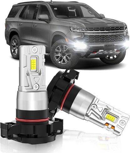 Fit for 2007-2015 Chevy Silverado 1500 2007-2019 Silverado 2500 3500 HD Fog Light Bulb, 18000 Lumens 6000K White Fog Lights, 600% Upgraded Brightness, 60000+ Hours Lifespan, Pack of 2 in Kuwait