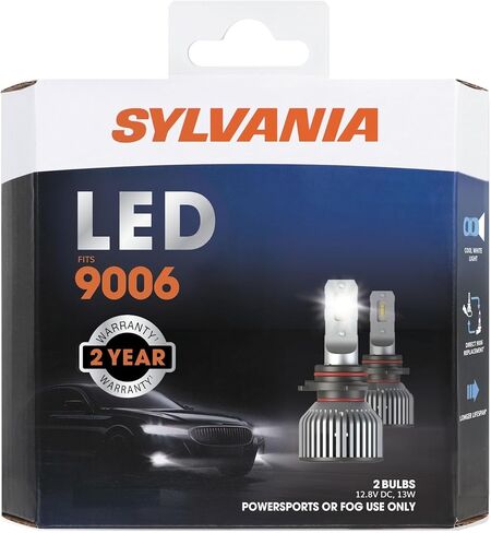 SYLVANIA 9006 LED - مصابيح الضباب للسيارات والشاحنات - المصابيح الأمامية للرياضات على الطرق الوعرة - ضوء LED أبيض بارد 6000 كيلو - مصابيح طويلة الأمد - بدون قطبية - ترقية DIY in Kuwait