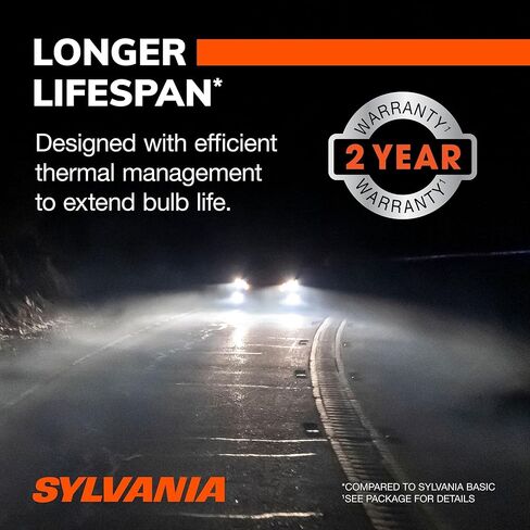 SYLVANIA 9006 LED - مصابيح الضباب للسيارات والشاحنات - المصابيح الأمامية للرياضات على الطرق الوعرة - ضوء LED أبيض بارد 6000 كيلو - مصابيح طويلة الأمد - بدون قطبية - ترقية DIY in Kuwait