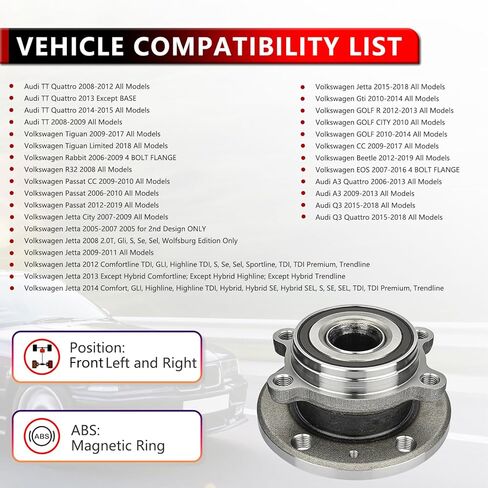 513253 Front Wheel Bearing Hub For Audi TT Quattro 08-12, for A3 Quattro 06-13,for Q3 Quattro 15-18,for A3 09-13,for Q3 15-18,for Volkswagen Tiguan 09-17,for Passat CC 09-10,for Jetta 15-18 in Kuwait