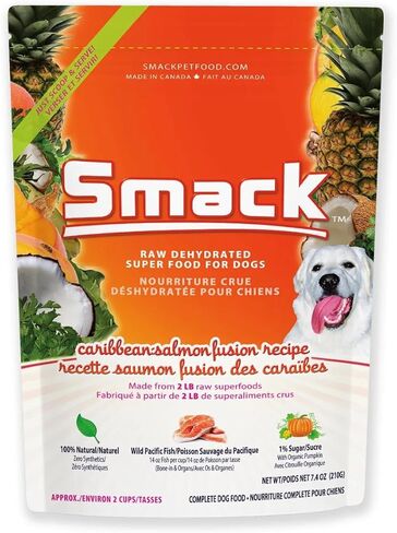 Smack Pet Food Organic Raw Dehydrated Dog Food Grain-Free, Gluten-Free, Raw Food for Dogs (Caribbean Salmon Fusion, 7.4 Ounce) in Saudi Arabia