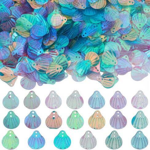 SUNNYCLUE 1 Box about 50g Seashell Sequins Flat Sequin Paillettes Ocean Sea Summer Resin Iridescent Sewing Ornament Spangles Glitter Paillettes for Jewelry Making Craft Embroidery Skirt Decor Supplies in Kuwait