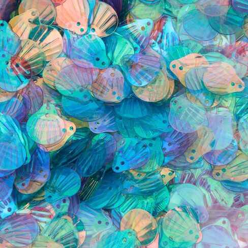 SUNNYCLUE 1 Box about 50g Seashell Sequins Flat Sequin Paillettes Ocean Sea Summer Resin Iridescent Sewing Ornament Spangles Glitter Paillettes for Jewelry Making Craft Embroidery Skirt Decor Supplies in Kuwait