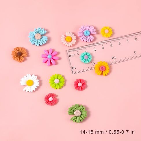 100pcs Flower Resin Charms, Flatback Resin Charmsresin Flatback Beads Daisy Beads for DIY Scrapbooking Jewelry Making Craft Decorations (Mixed Colors) in Kuwait