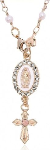 Steering Wheel Charm, Golden Virgin Mary Rosary Pendant for Car Decor, Religious Accessory with Heart Design, Spiritual Gift for Catholic Drivers, Durable Metallic Finish, Easy Installation in Saudi Arabia