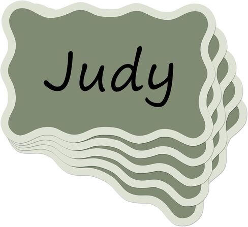 AnyDesign 180Pcs Sage Green Wavy Border Name Tag Stickers Green Self-Adhesive Nameplate Decal Blank Name Badge Label for School Classroom Office Conference Desk Locker Decor in Kuwait