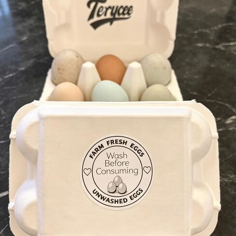 500 Pcs Farm Fresh Egg Carton Stickers - 2 Inch Unwashed Egg Labels, Self Adhesive Bulk Stickers for Chicken & Quail Egg Packaging, Backyard Chicken Keeper, Small Farm Seller in Kuwait