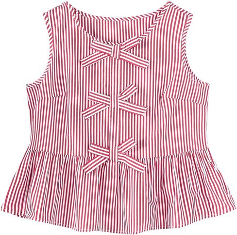SOFIA'S CHOICE Women Peplum Tank Tops Sleeveless Striped Shirts Summer Bow Knot Babydoll Blouse in Saudi Arabia