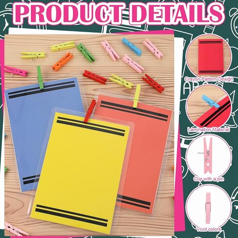 54 Pcs Student Work Display Bulletin Board Sets Crayon Classroom Decoration Crayon Work Cutouts with Clip Names Display Classroom Wall Decor for Teachers Back to School Elementary Supplies Homeschool in Kuwait