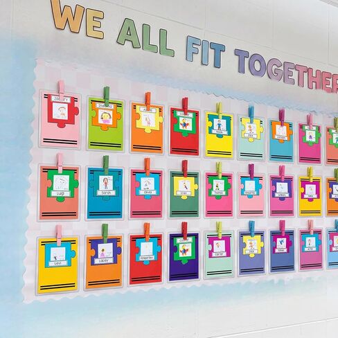 54 Pcs Student Work Display Bulletin Board Sets Crayon Classroom Decoration Crayon Work Cutouts with Clip Names Display Classroom Wall Decor for Teachers Back to School Elementary Supplies Homeschool in Kuwait