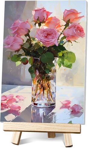 Hlison Paint by Numbers Kit for Adults with Framed Canvas, Acrylic Flowers Adult Paint by Number Kits, DIY Oil Painting by Numbers Kit for Home Decor - 8"x12" in Saudi Arabia