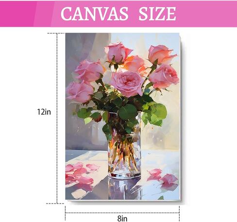Hlison Paint by Numbers Kit for Adults with Framed Canvas, Acrylic Flowers Adult Paint by Number Kits, DIY Oil Painting by Numbers Kit for Home Decor - 8"x12" in Saudi Arabia