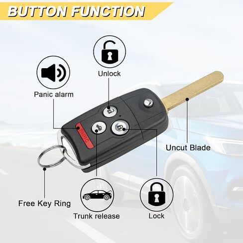 Vurkcy Key Fob Replacement for 2009-2014 Acura TL TSX/ 10-13 ZDX/ 08-12 Honda Accord(Coupe Only) Car Keyless Entry Remote Control, MLBHLIK-1T MLBHLIK1T, 4-Btn in Kuwait