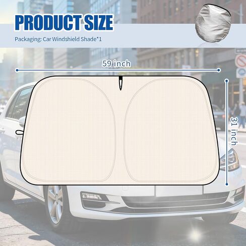 59"×31" 2026 Upgraded Car Windshield Sun Shade Foldable,Thickened Car Sun Shade Windshield with Storage Bag,Universal Sunshade for Cars Windshields for Most Cars,SUVs in Kuwait