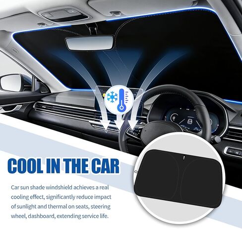 59"×31" 2026 Upgraded Car Windshield Sun Shade Foldable,Thickened Car Sun Shade Windshield with Storage Bag,Universal Sunshade for Cars Windshields for Most Cars,SUVs in Kuwait