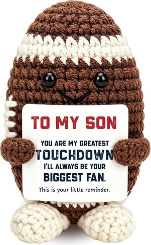 Funny Dad Gifts from Daughter Son Wife, Handmade Crochet Football Fathers Day Birthday Gift for Dad, I Love You Papa Gifts for Best Dads Father Gift Idea, Unique Positive Football Decor for Father in Saudi Arabia