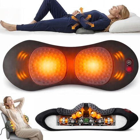 3-in-1 Electric Back Massager Pillow, Ergonomic Wedge Cushion with Adjustable Lumbar Support, Gentle Heat Spine Massage Pad, Lumbar Massager for Bed, Chair & Desk Use in Saudi Arabia