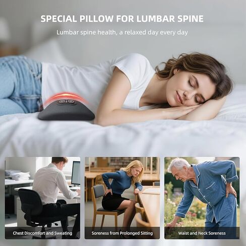 3-in-1 Electric Back Massager Pillow, Ergonomic Wedge Cushion with Adjustable Lumbar Support, Gentle Heat Spine Massage Pad, Lumbar Massager for Bed, Chair & Desk Use in Saudi Arabia