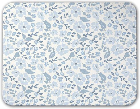 Mouse Pad with Stitched Edges - Blue Floral Mousepad for Women, 10x8 inch Washable Square Desk Pad, Non-Slip Rubber Base, Office Home Laptop Accessories - Light Blue Flower in Kuwait